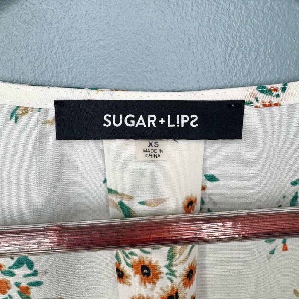 Sugarlips Floral Ruched Drawstring Top | Size XS - Picture 3 of 6